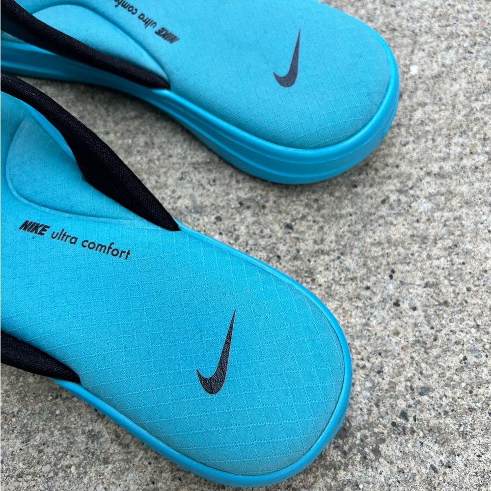 WMNS NIKE ULTRAS COMFORTS THONGS THNG 3 III LIGHT TIFFANY TEALS BLACKS FOOT FLIP - Picture 7 of 8